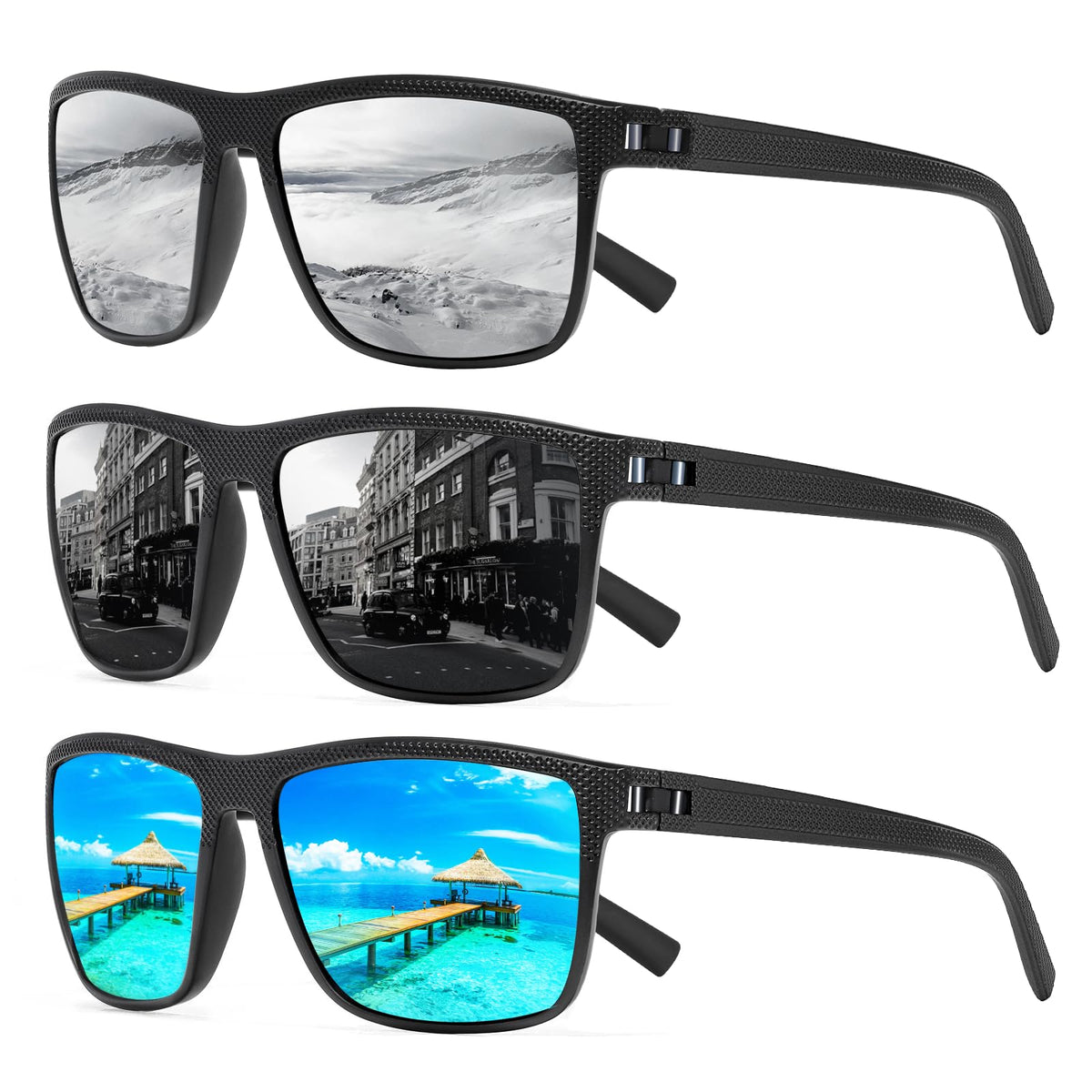 TURBOPEP Square Polarized UV Protection Sunglasses for Men and Women