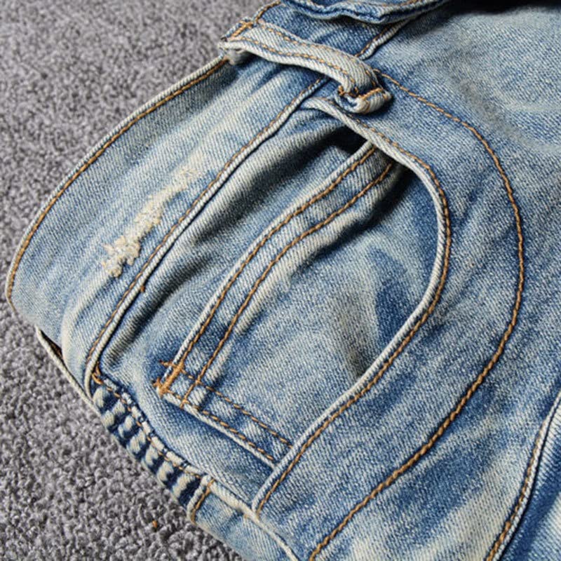 SIDUFHAOPKLL Biker Jeans Skinny Denim Pants for Motorcycle(31 Code)
