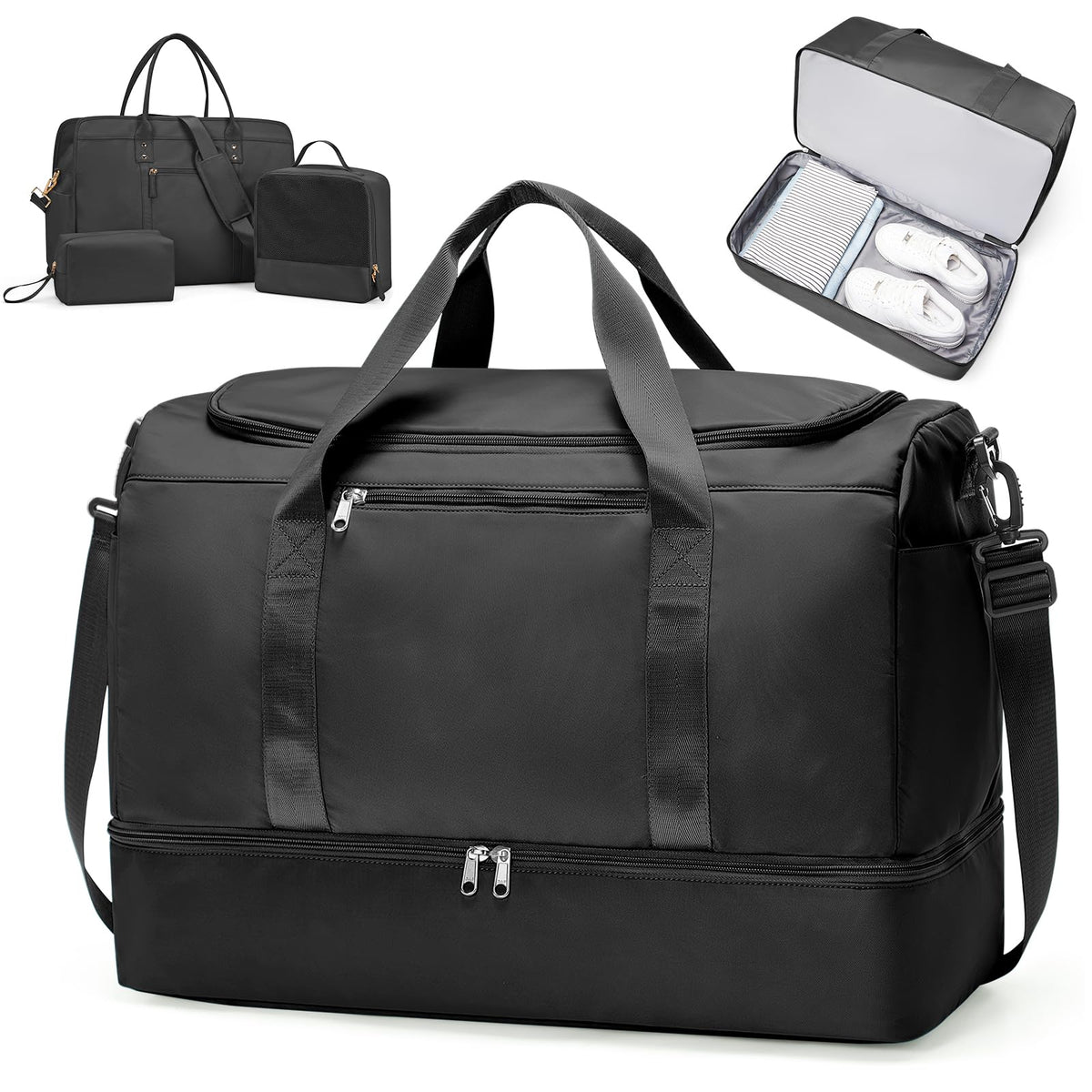 Large Carry-On Weekender Duffle Bag with Shoe Compartment