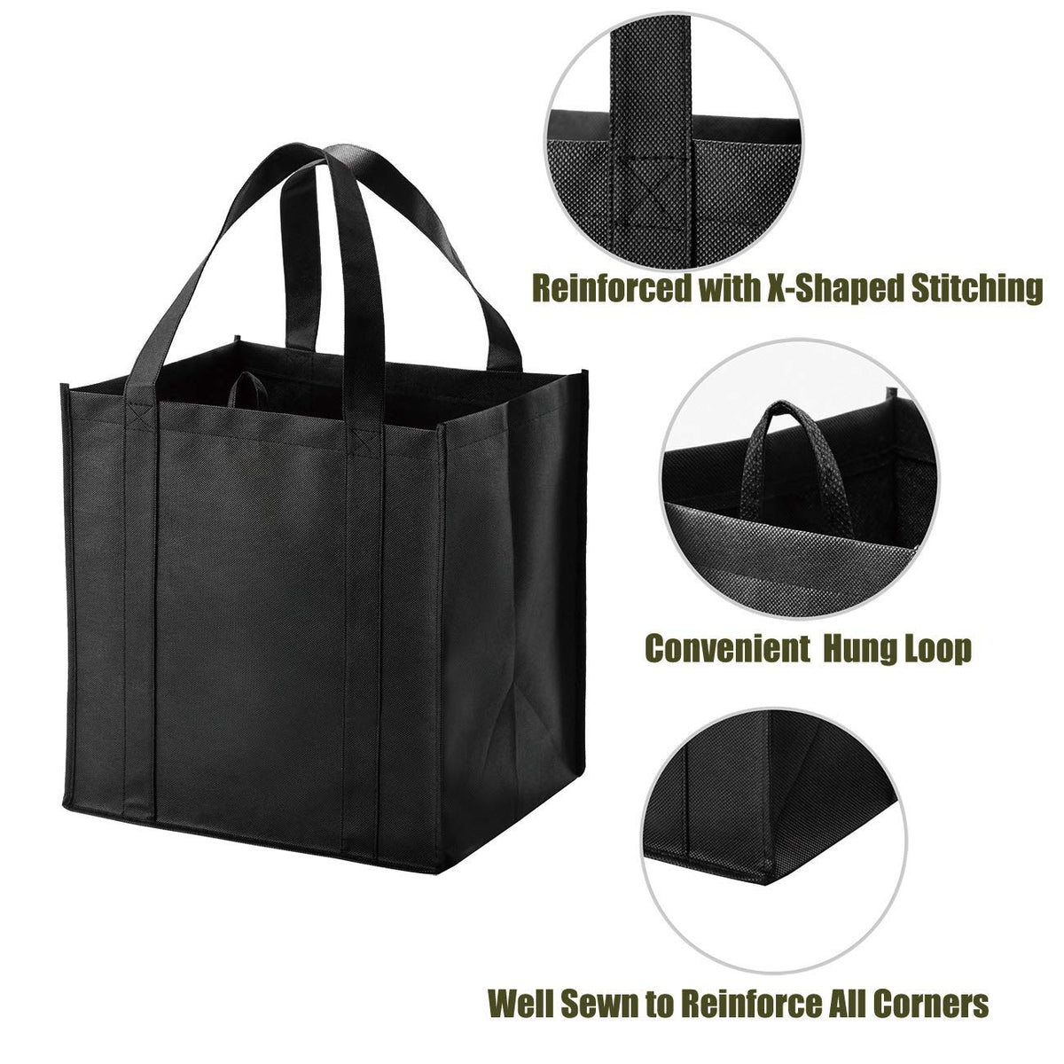 Set of 10 Reusable Grocery Bags Heavy Duty Shopping Bags Large Grocery Totes