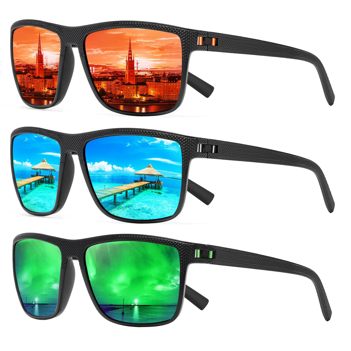 TURBOPEP Square Polarized UV Protection Sunglasses for Men and Women