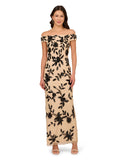 Adrianna Papell Women's Beaded Mesh Long Dress