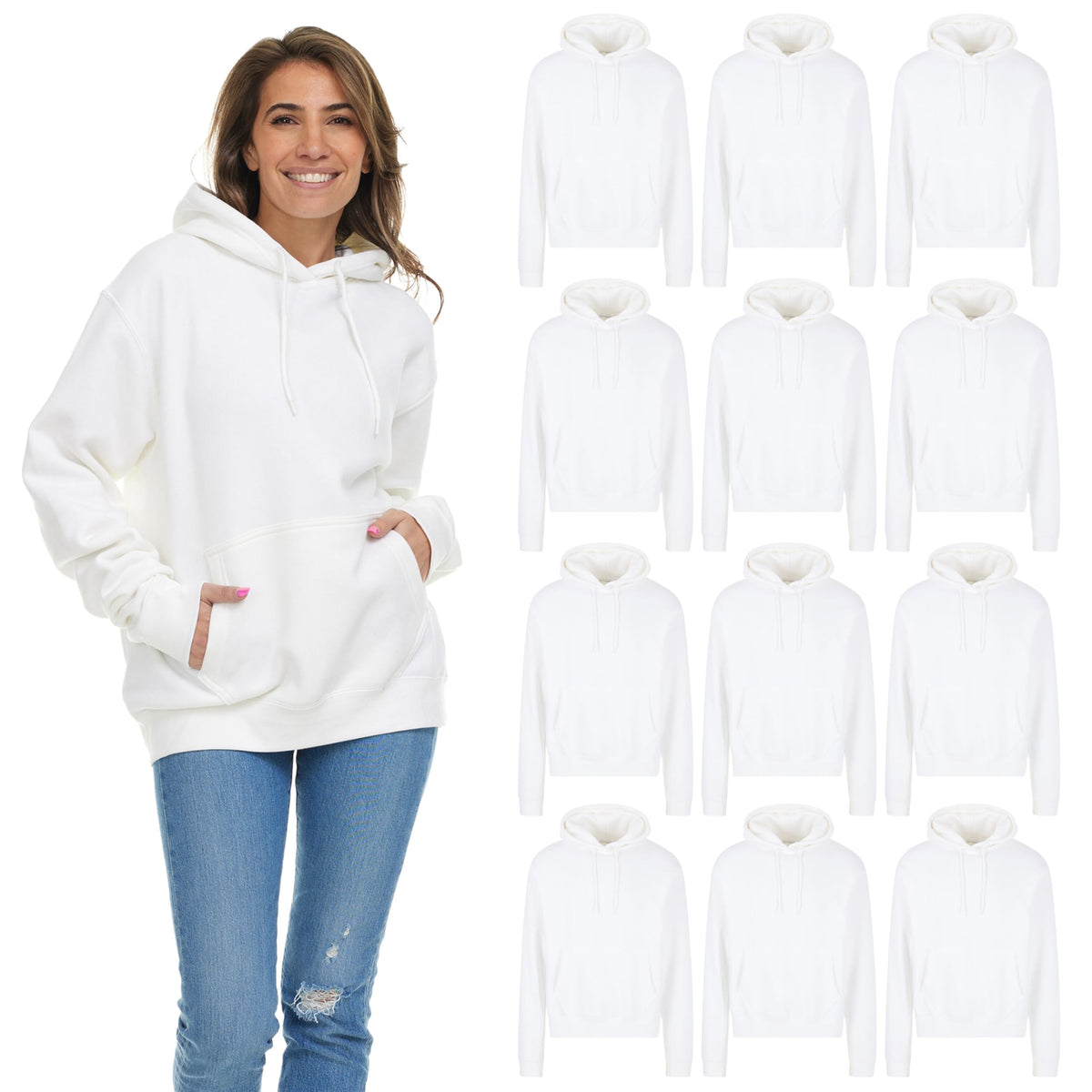 BILLIONHATS Women's Hoodie Oversized Sweatshirts, Cotton Blend, Bulk Womens Hoodies Bulk Sweatshirt Pack