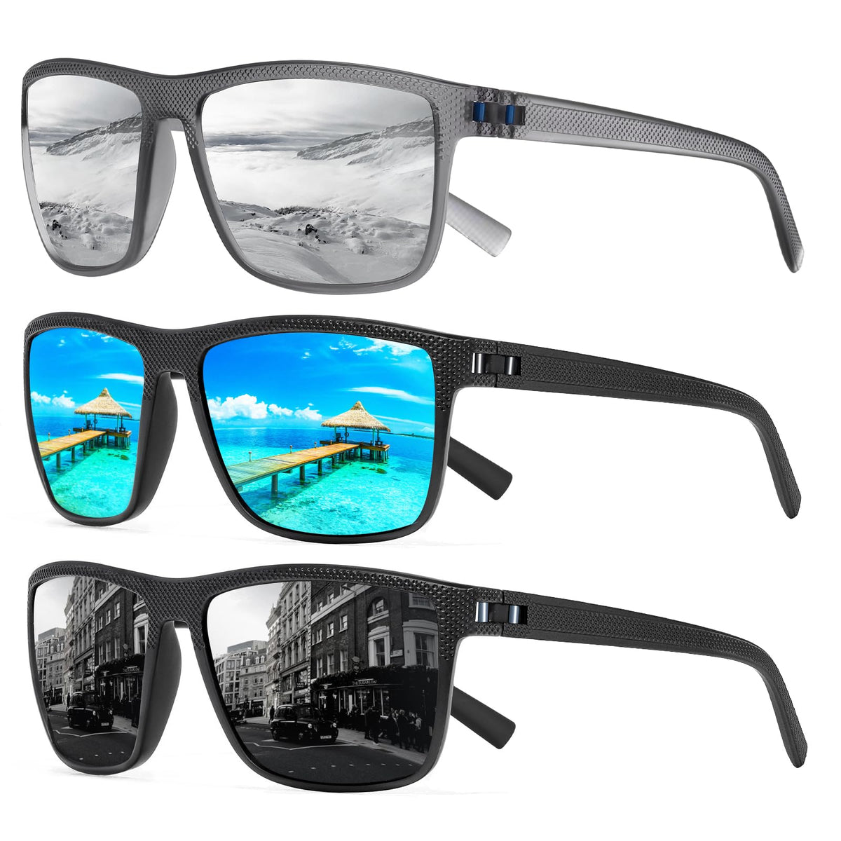 TURBOPEP Square Polarized UV Protection Sunglasses for Men and Women