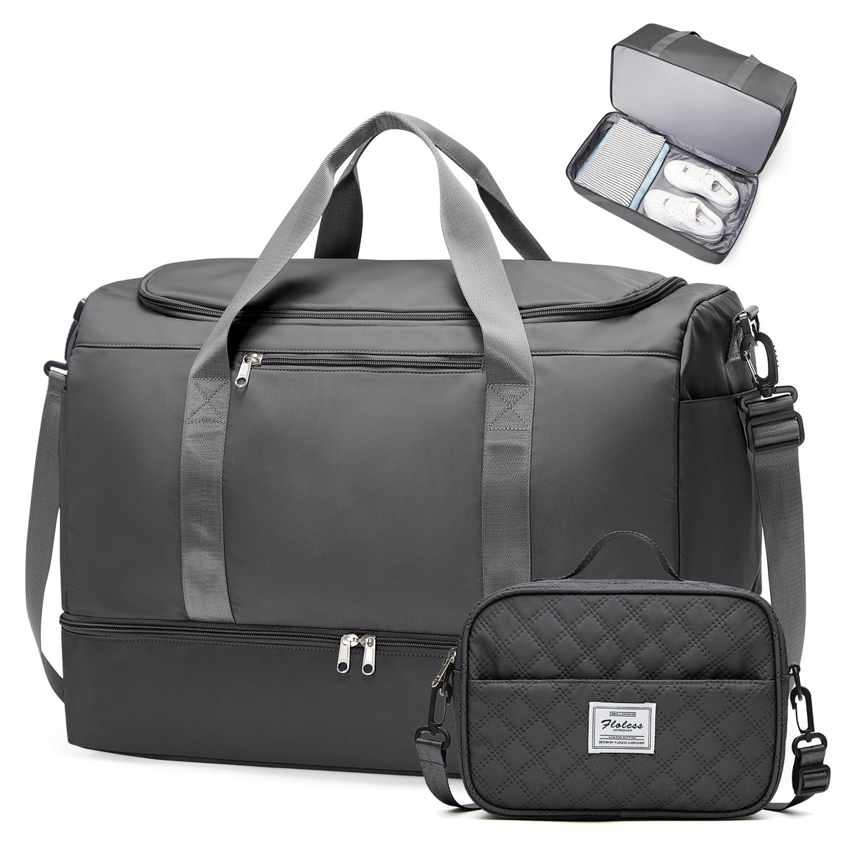 Large Carry-On Weekender Duffle Bag with Shoe Compartment