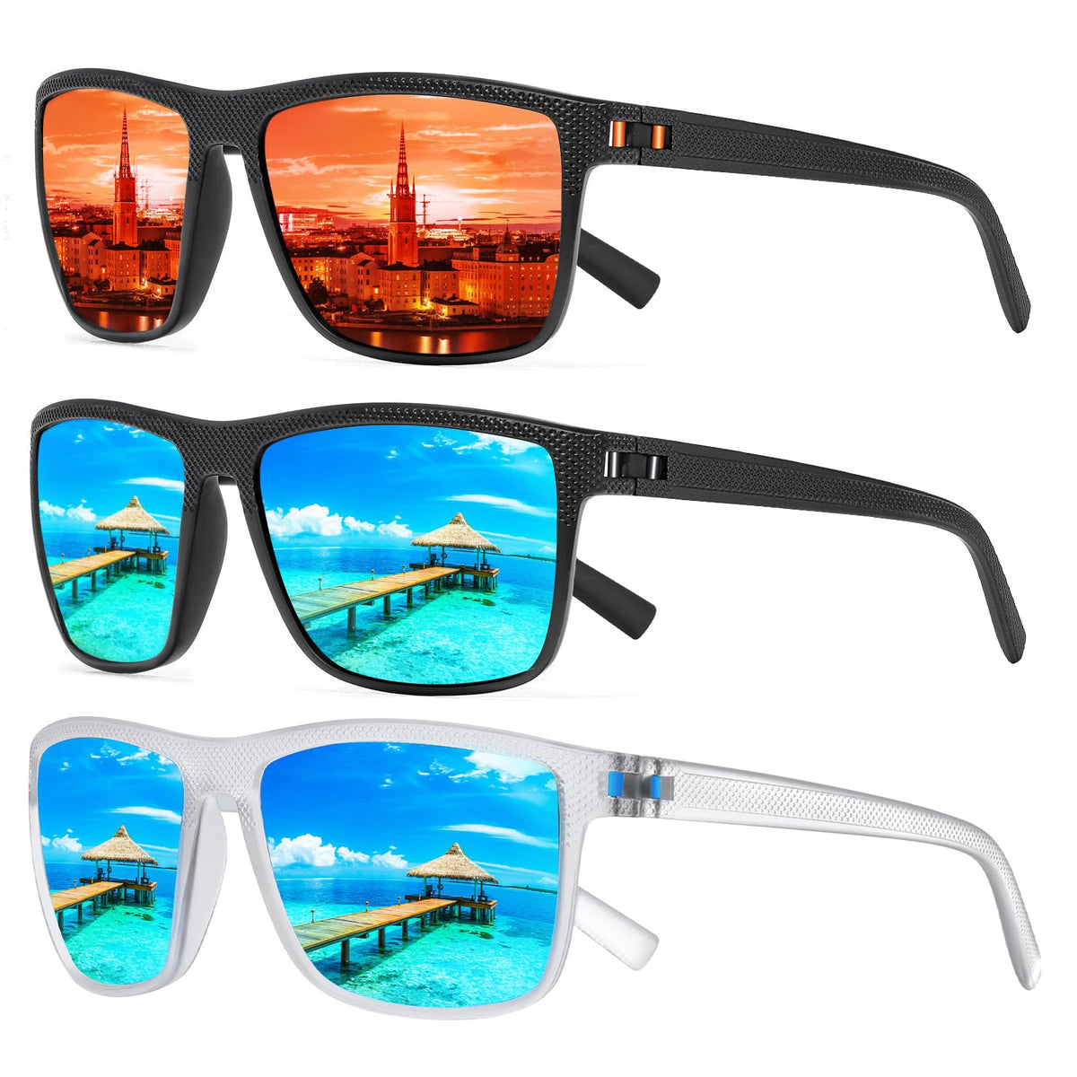 TURBOPEP Square Polarized UV Protection Sunglasses for Men and Women