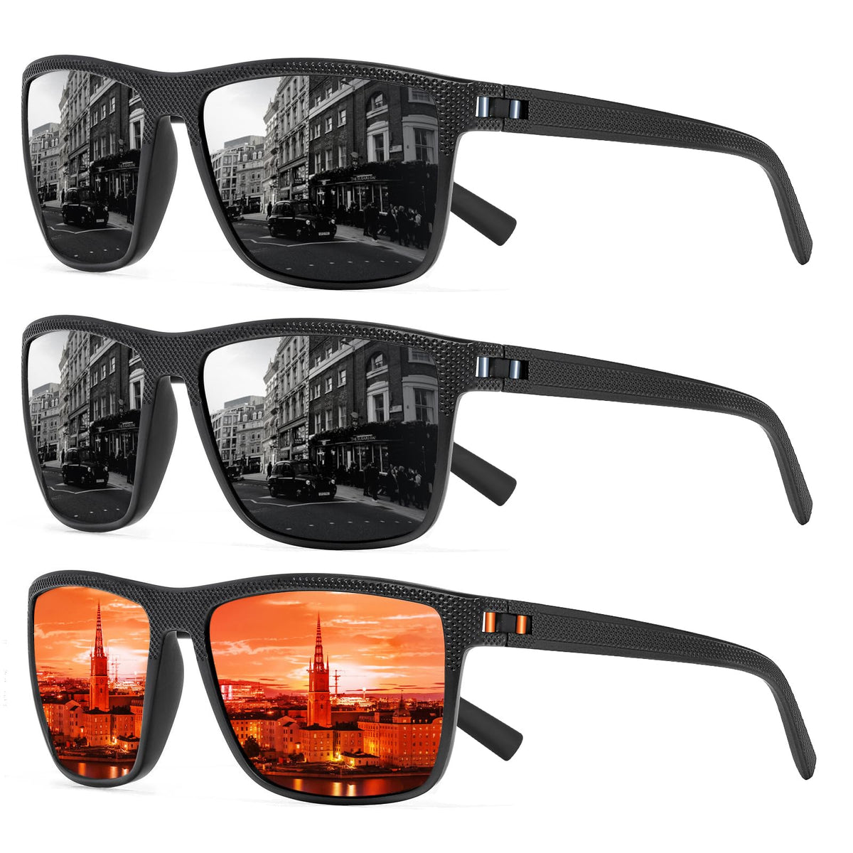 TURBOPEP Square Polarized UV Protection Sunglasses for Men and Women