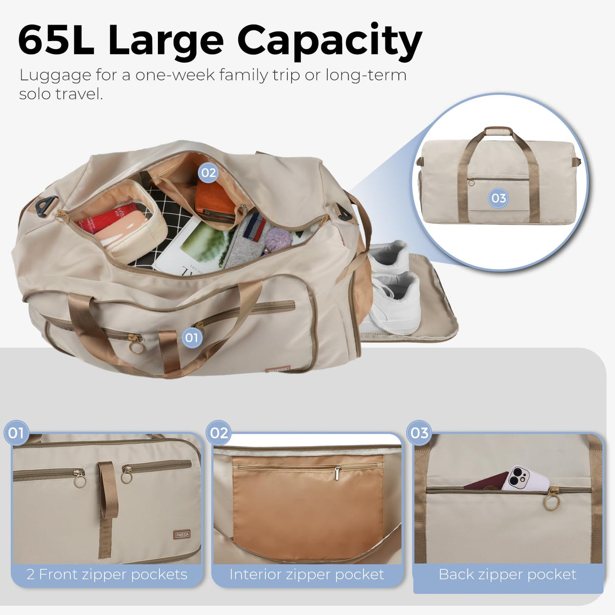 Fmeida 65L Duffle Bag