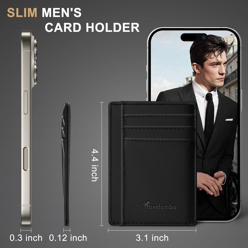 Travelambo Slim Leather RFID Blocking Front Pocket Wallet