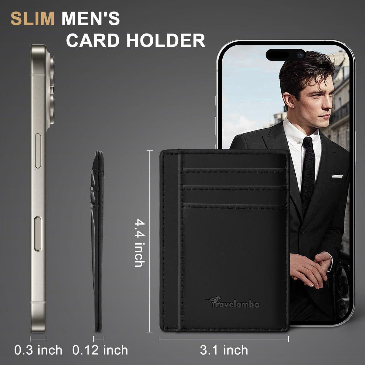 Travelambo Slim Leather RFID Blocking Front Pocket Wallet