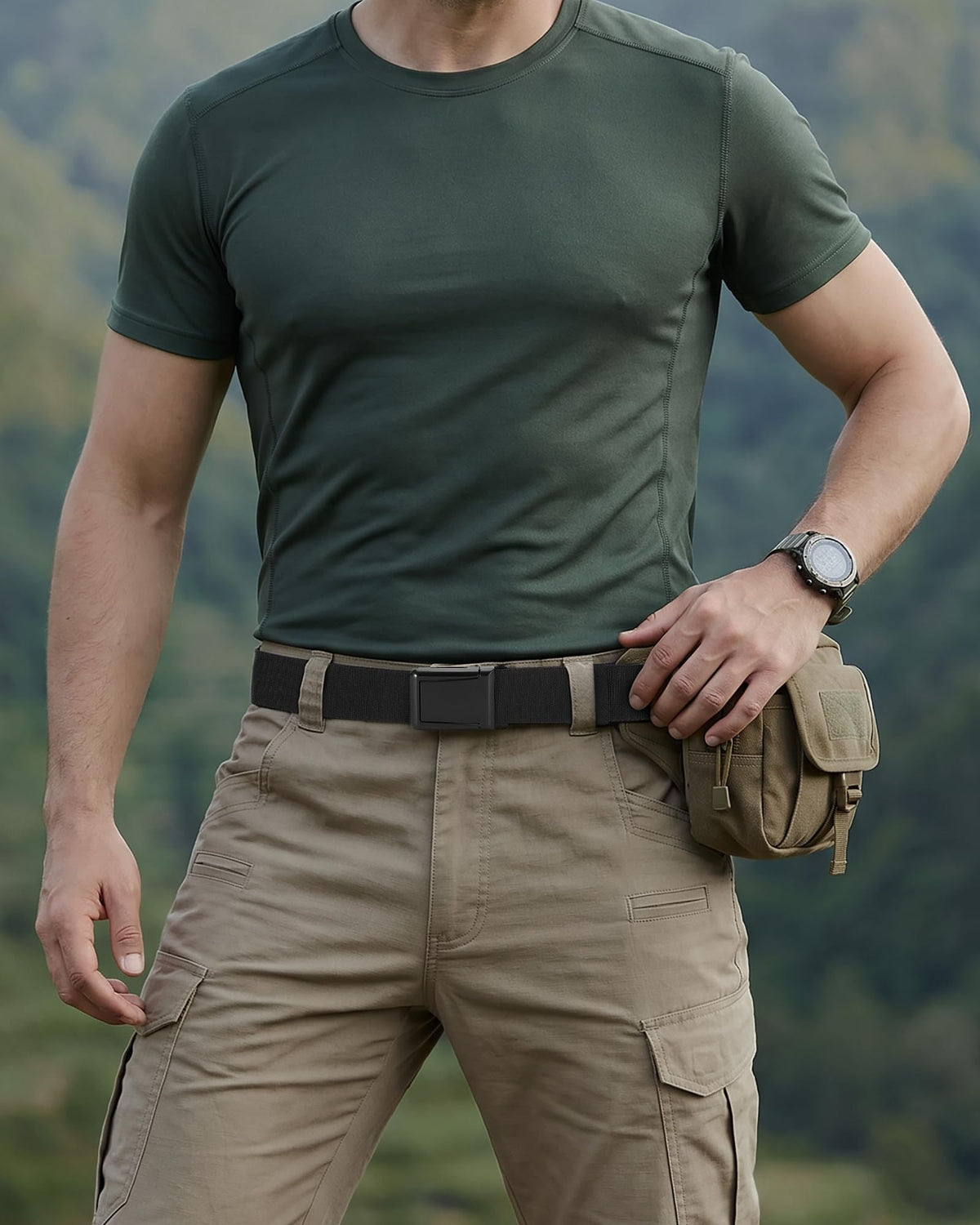 CHAOREN Men's 1.5-Inch Stretch Tactical Work Belt with Buckle
