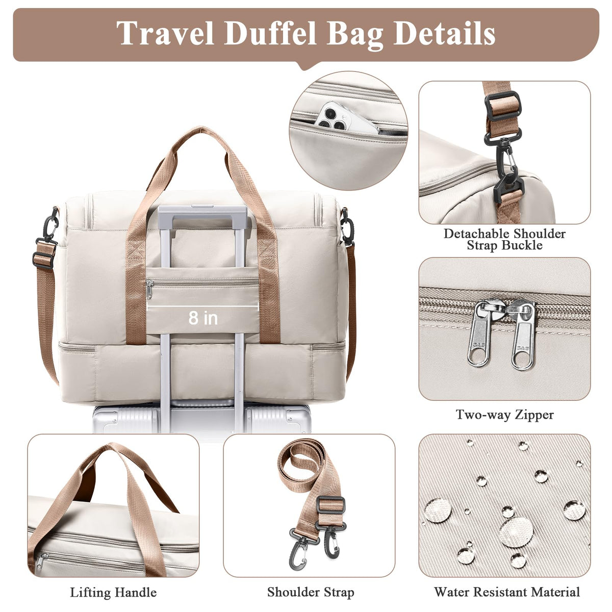 Large Travel Duffle Bag,Carry on Overnight Weekend Bag with Shoes Compartment,Weekender Bags for Women for Travel Business Trips Sport Hospital