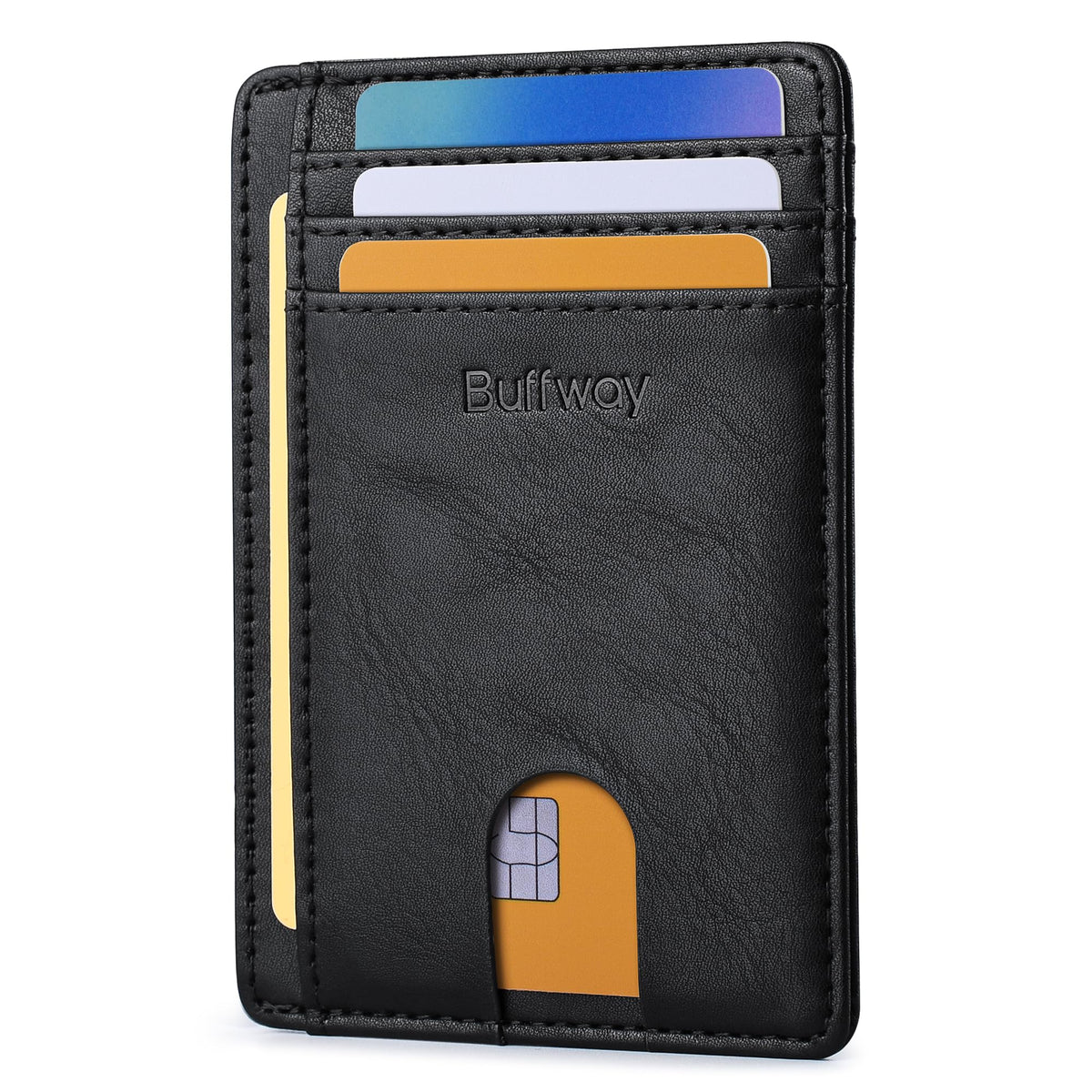 Buffway Slim Leather RFID Blocking Wallet for Men and Women
