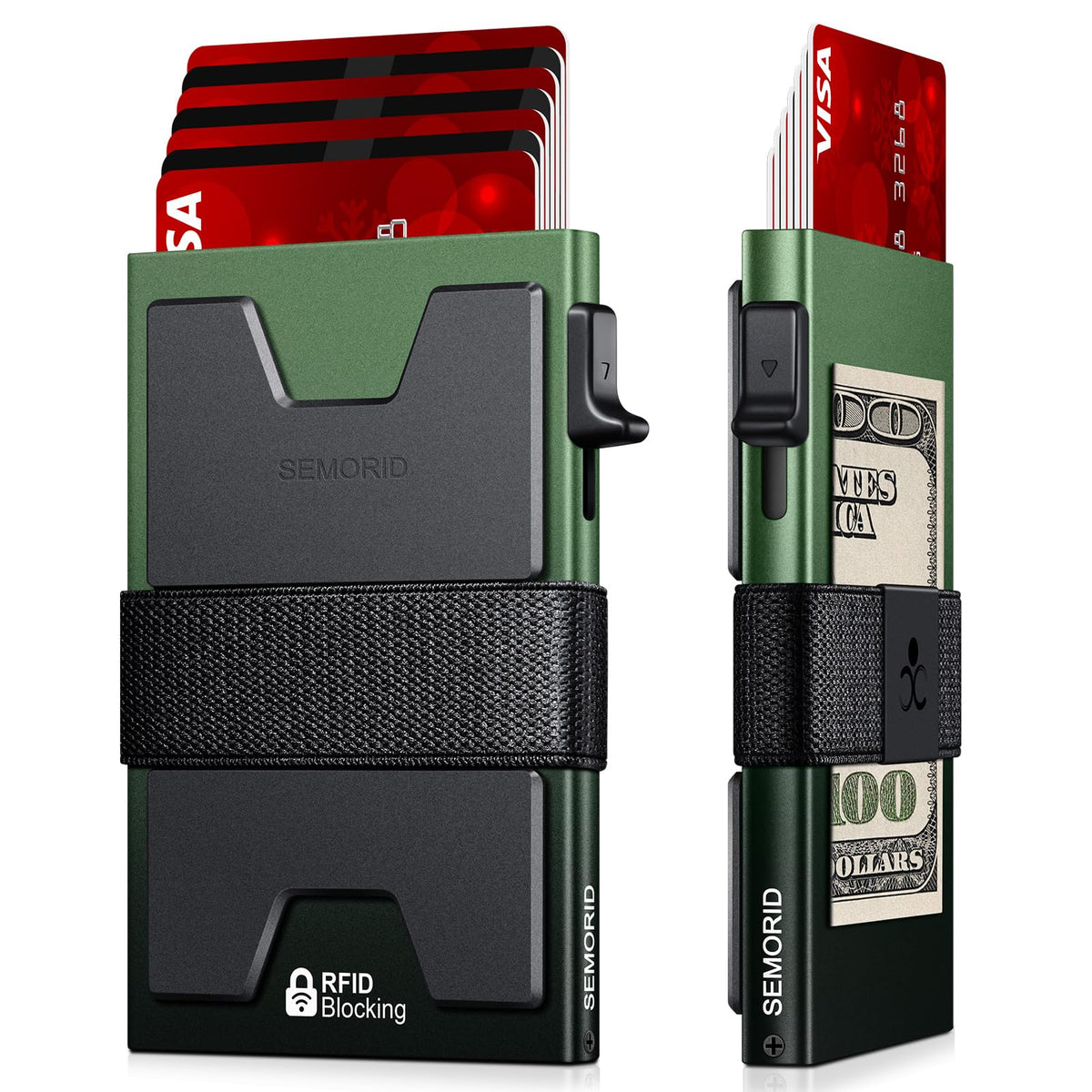 SEMORID Men's RFID Blocking Aluminum Pop-Up Wallet