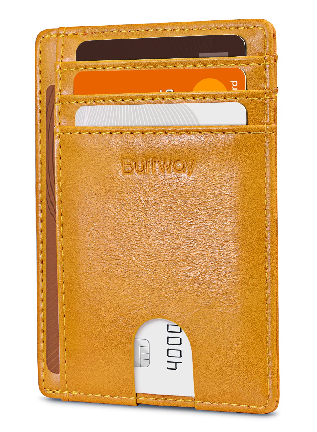 Buffway Slim Leather RFID Blocking Wallet for Men and Women