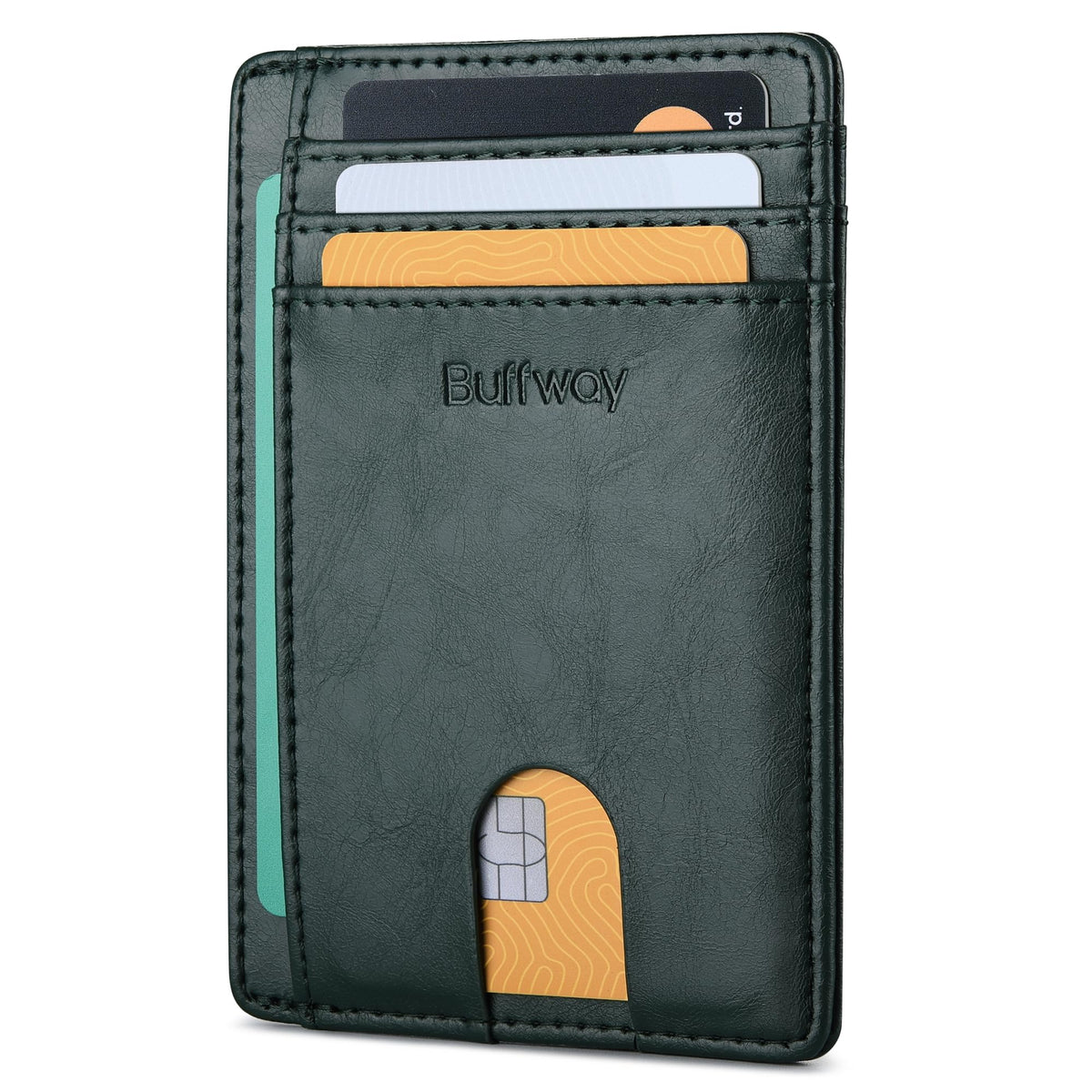 Buffway Slim Leather RFID Blocking Wallet for Men and Women