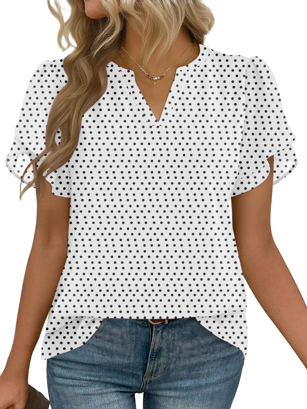 Zeagoo Women's V-Neck Short-Sleeve Chiffon Work Blouse