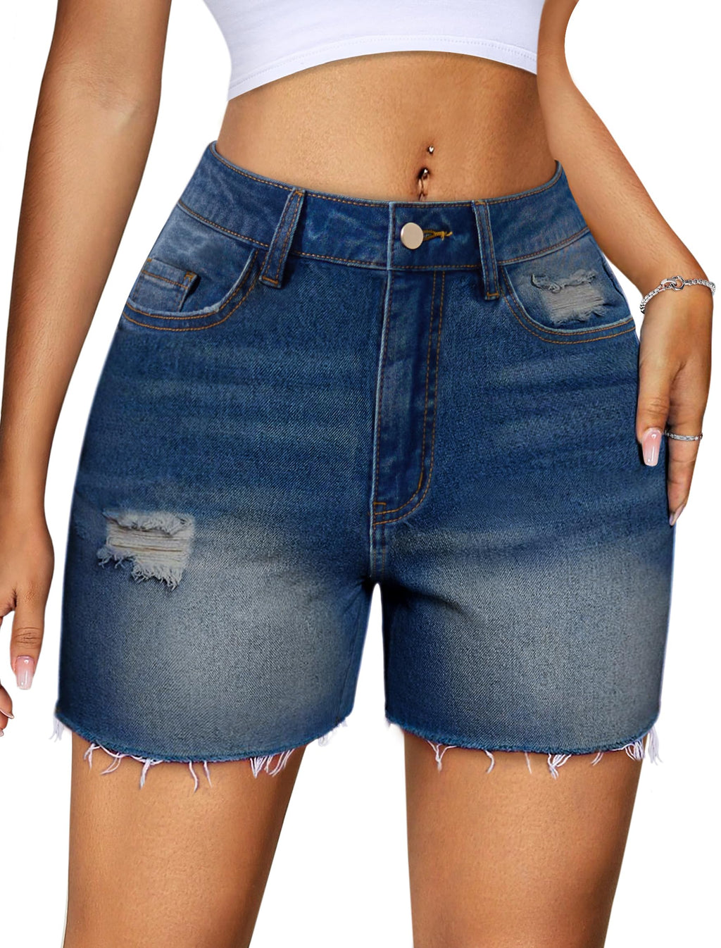 IWD Jean Shorts Womens High Waisted Denim Shorts Ripped Summer Trendy Jorts
