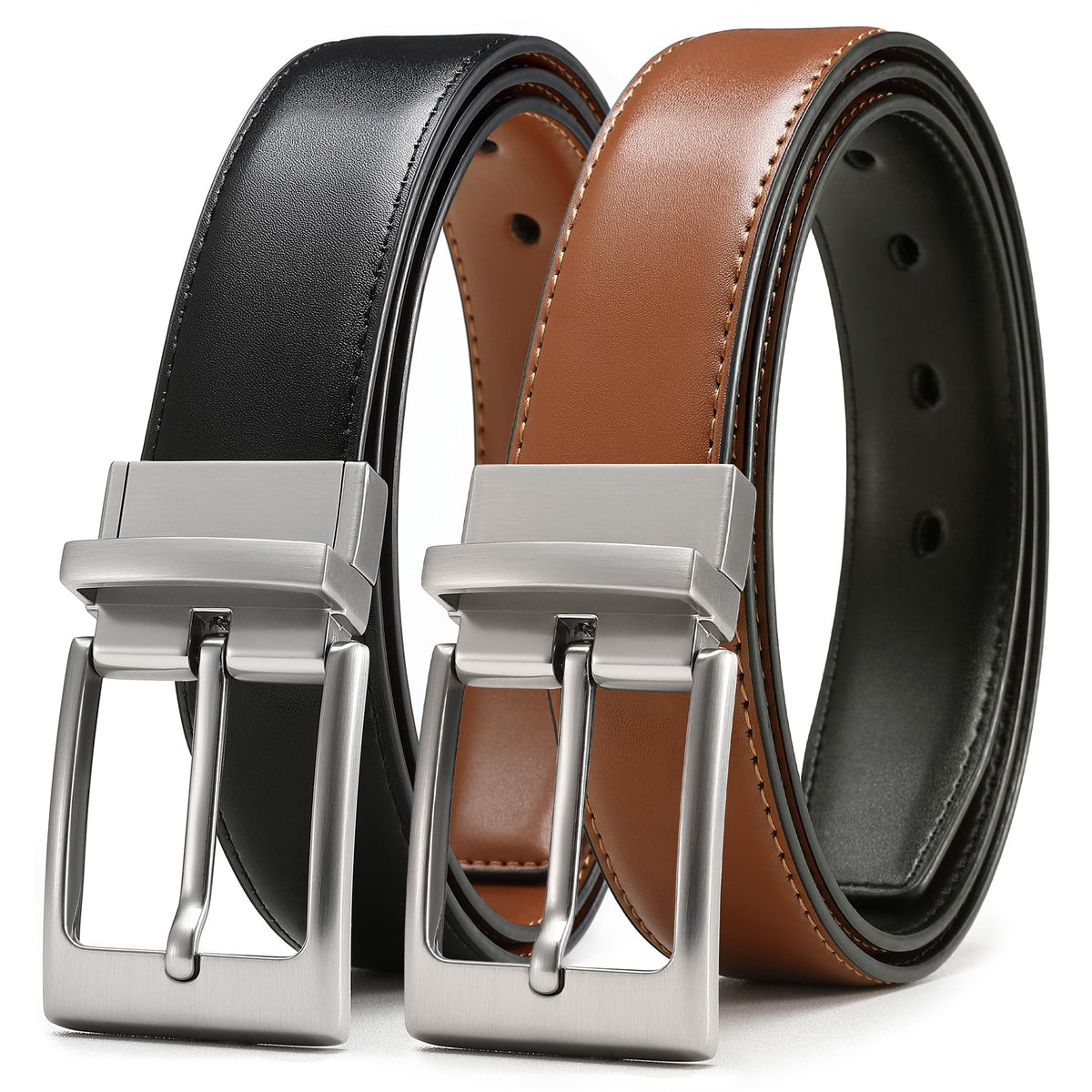 CHAOREN Men's Reversible 1.25-Inch Leather Dress Belt
