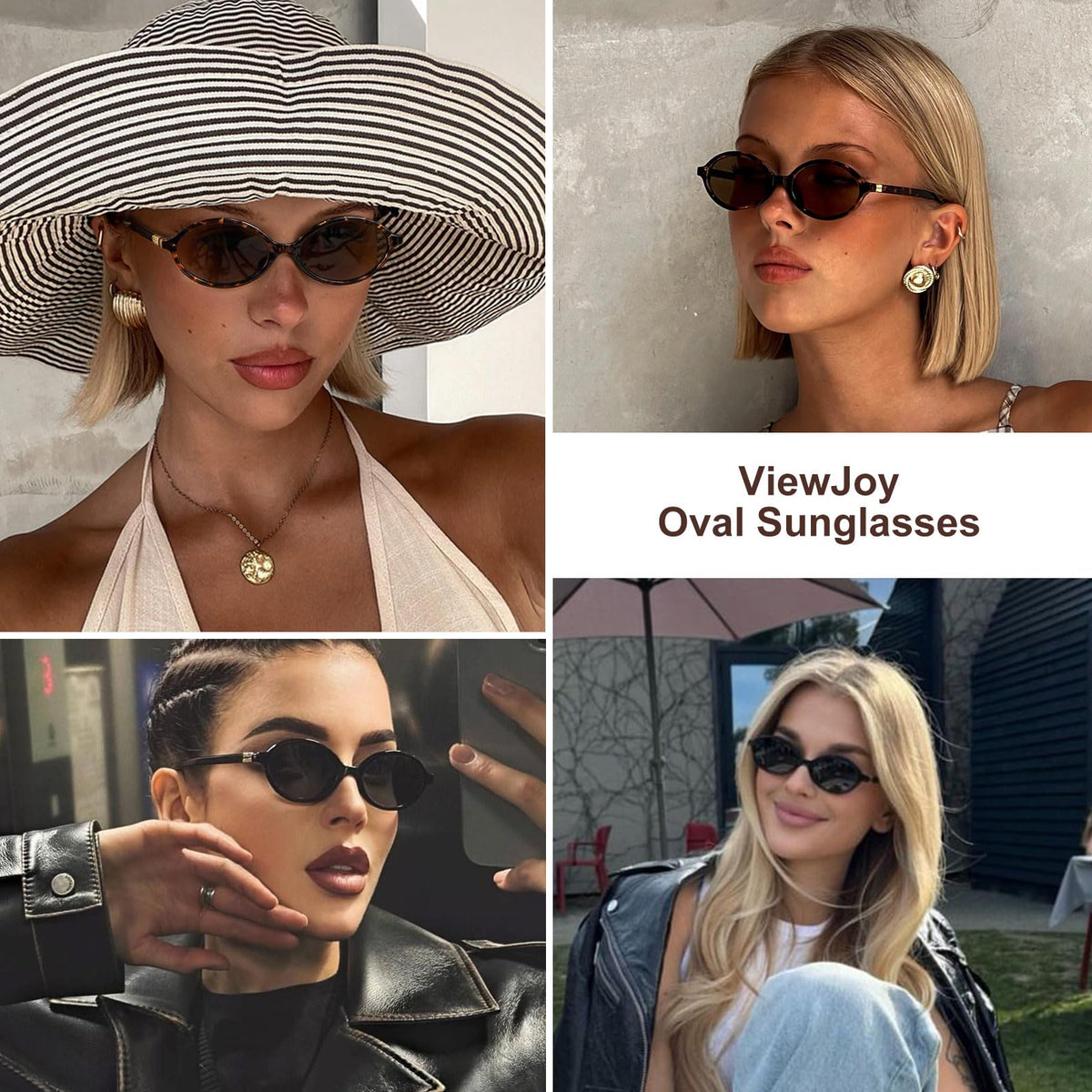 ViewJoy Women's Retro Oval Y2K Vintage Sunglasses