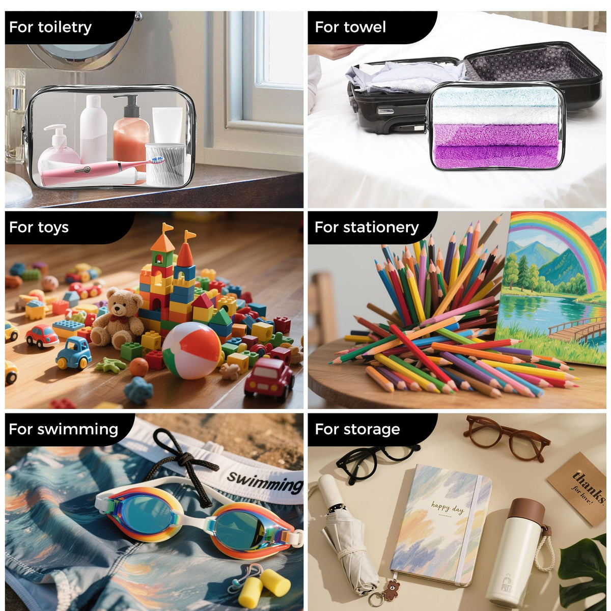 AURUZA TSA-Approved Clear Travel Makeup and Toiletry Bag