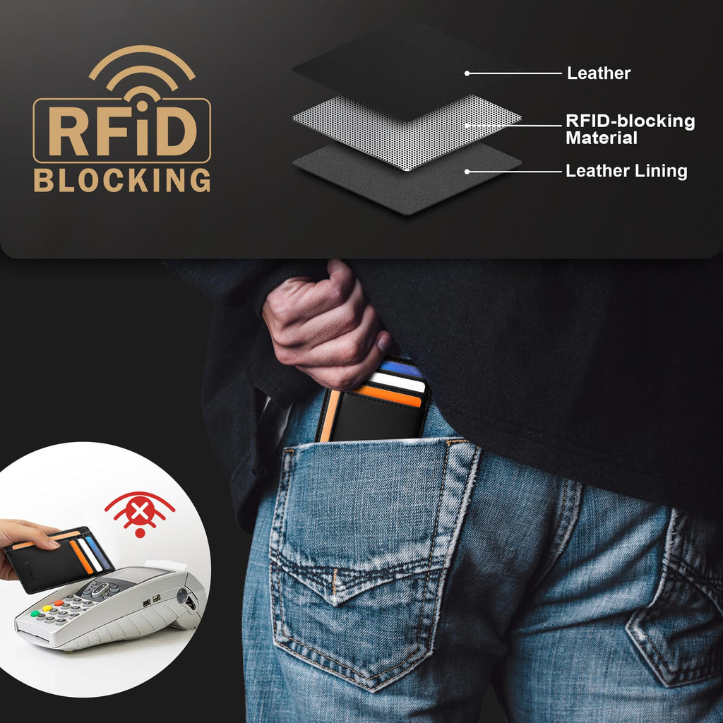 Travelambo Slim Leather RFID Blocking Front Pocket Wallet
