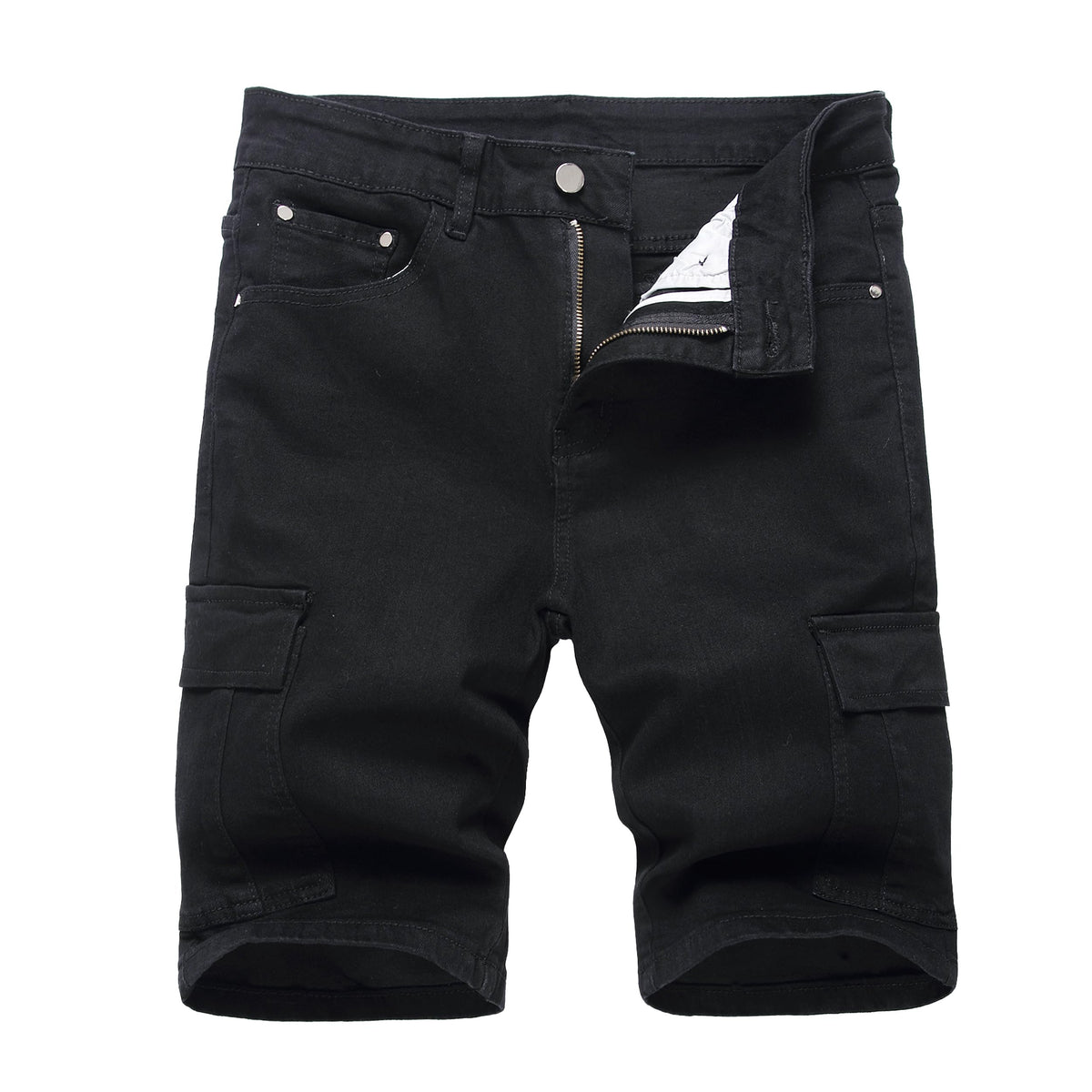 JUNBAOSS Men's Slim-Fit Ripped Stretch Denim Shorts