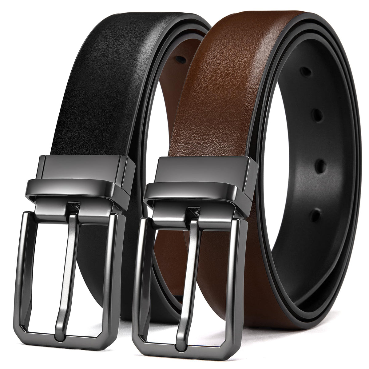 CHAOREN Men's Reversible 1.25-Inch Leather Dress Belt