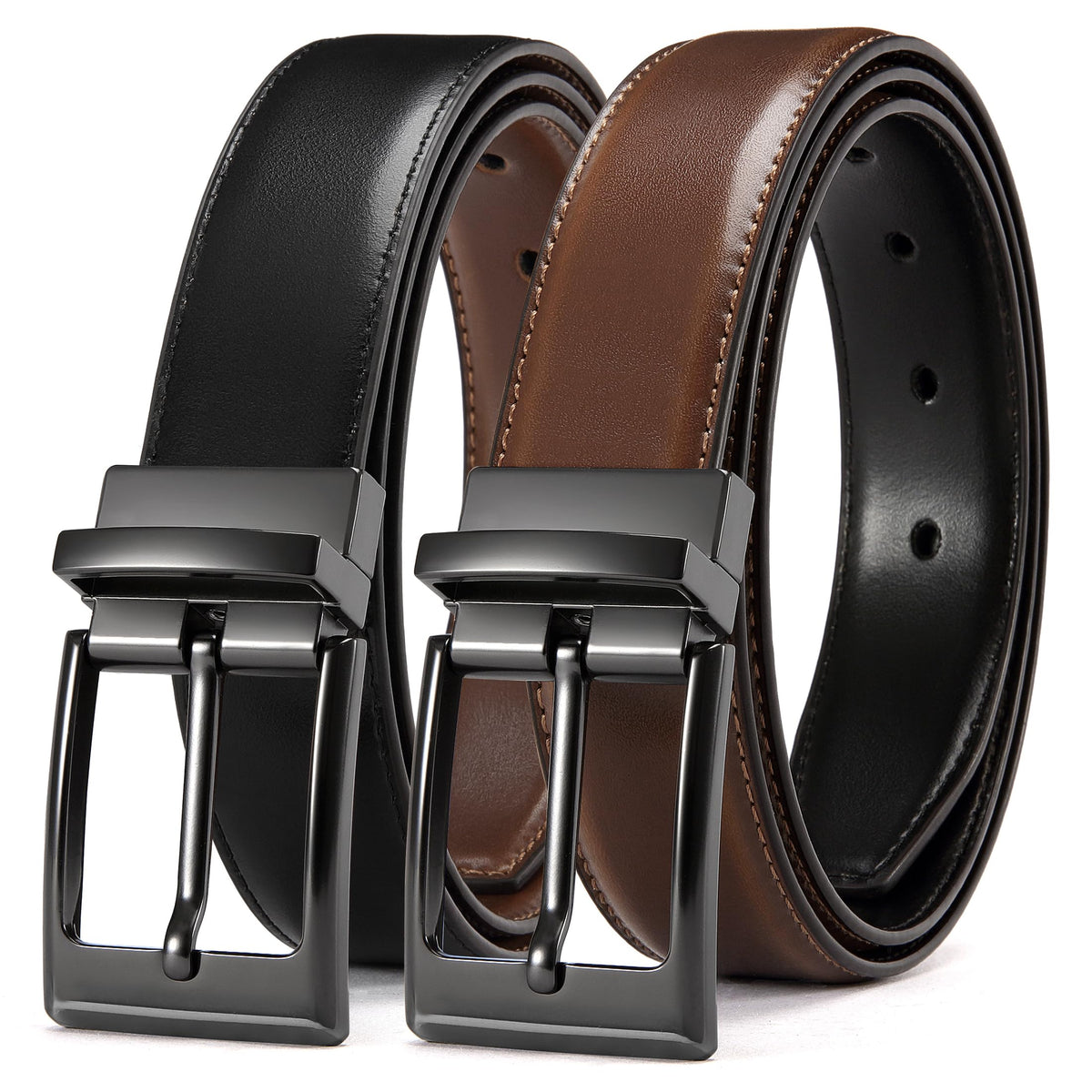 CHAOREN Men's Reversible 1.25-Inch Leather Dress Belt