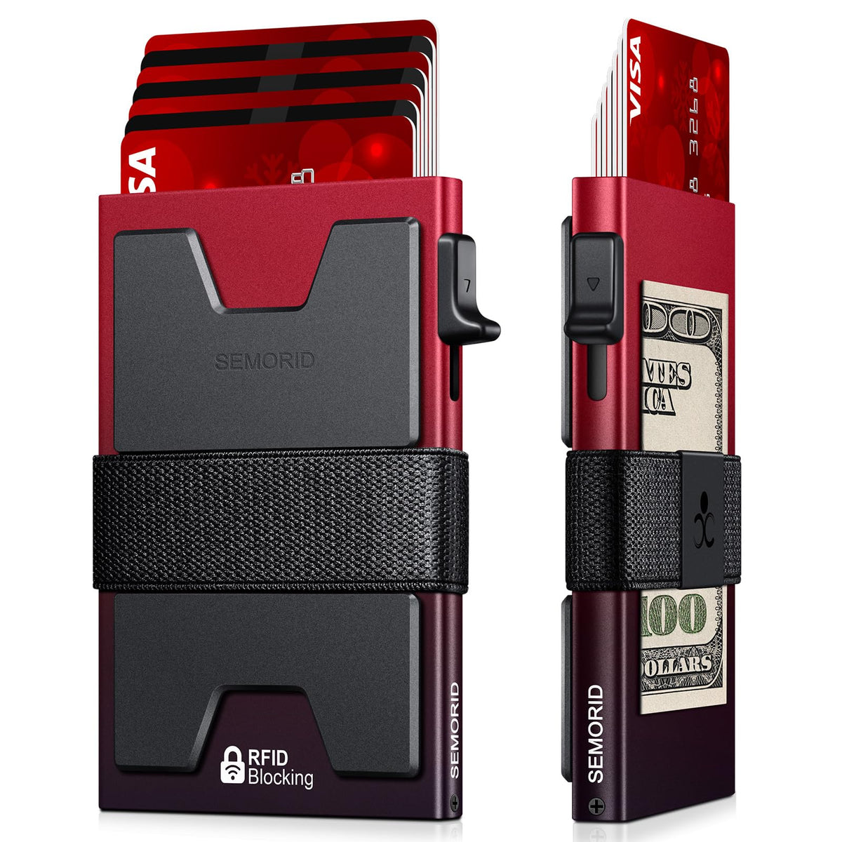 SEMORID Men's RFID Blocking Aluminum Pop-Up Wallet