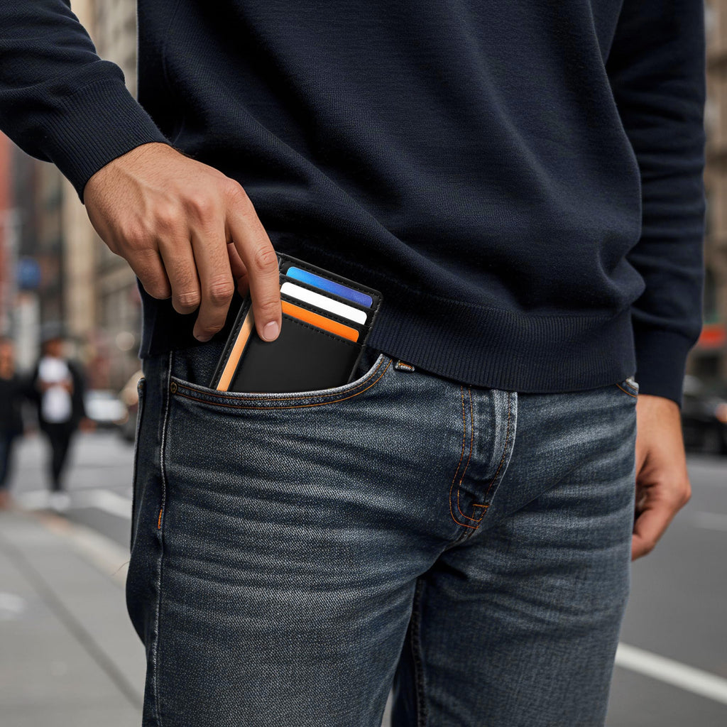 Travelambo Slim Leather RFID Blocking Front Pocket Wallet
