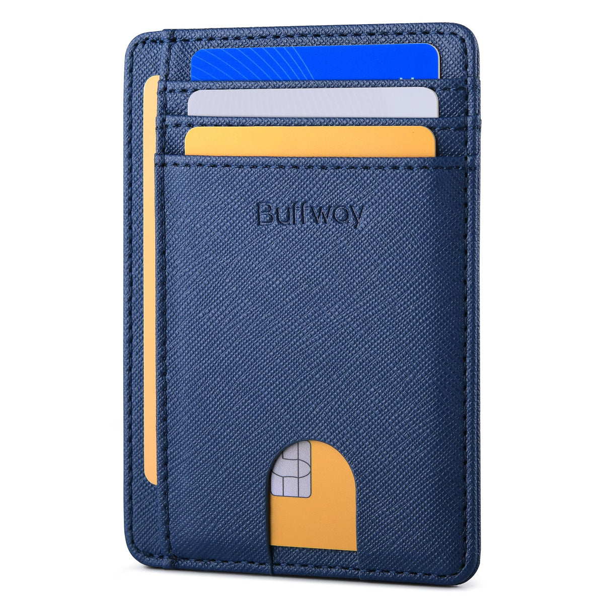 Buffway Slim Leather RFID Blocking Wallet for Men and Women