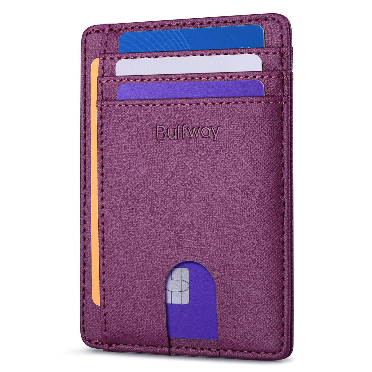 Buffway Slim Leather RFID Blocking Wallet for Men and Women