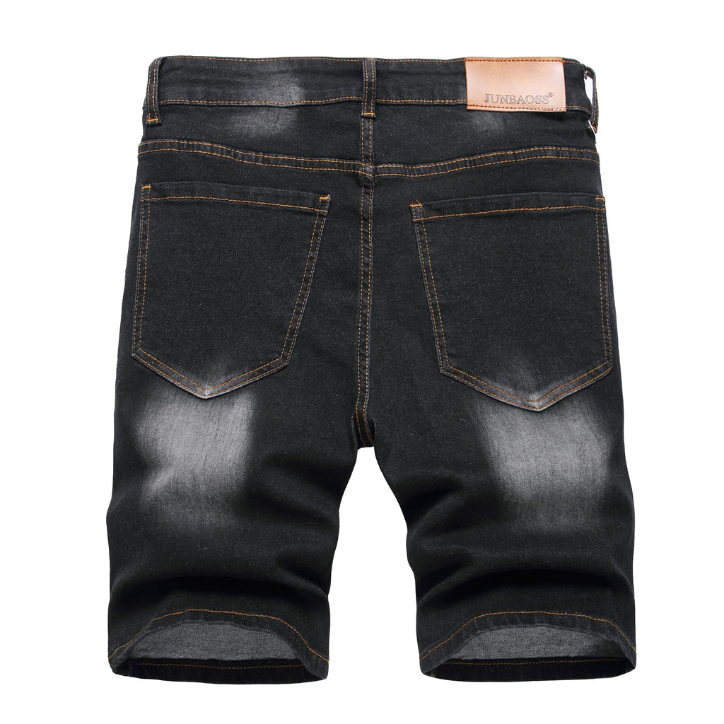JUNBAOSS Men's Slim Fit Stretch Denim Shorts Ripped Skinny Jean Shorts for Men,Fashion Straight Comfort Flex Waist Short