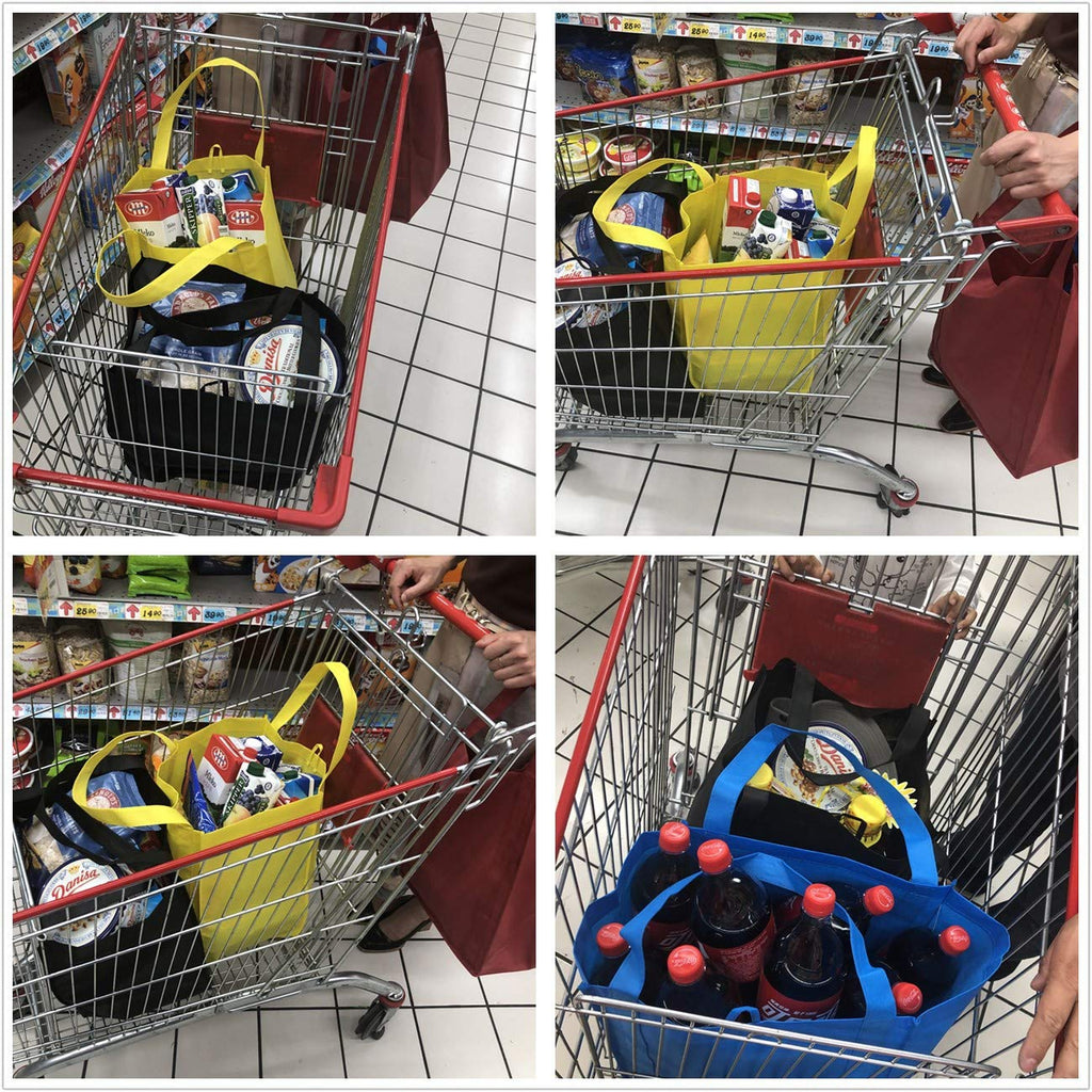 Set of 10 Reusable Grocery Bags Heavy Duty Shopping Bags Large Grocery Totes