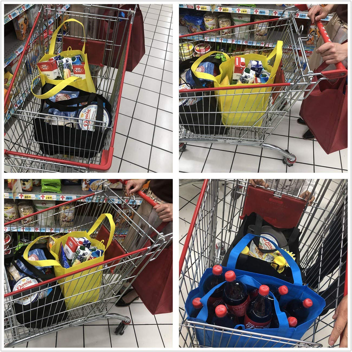 Set of 10 Reusable Grocery Bags Heavy Duty Shopping Bags Large Grocery Totes