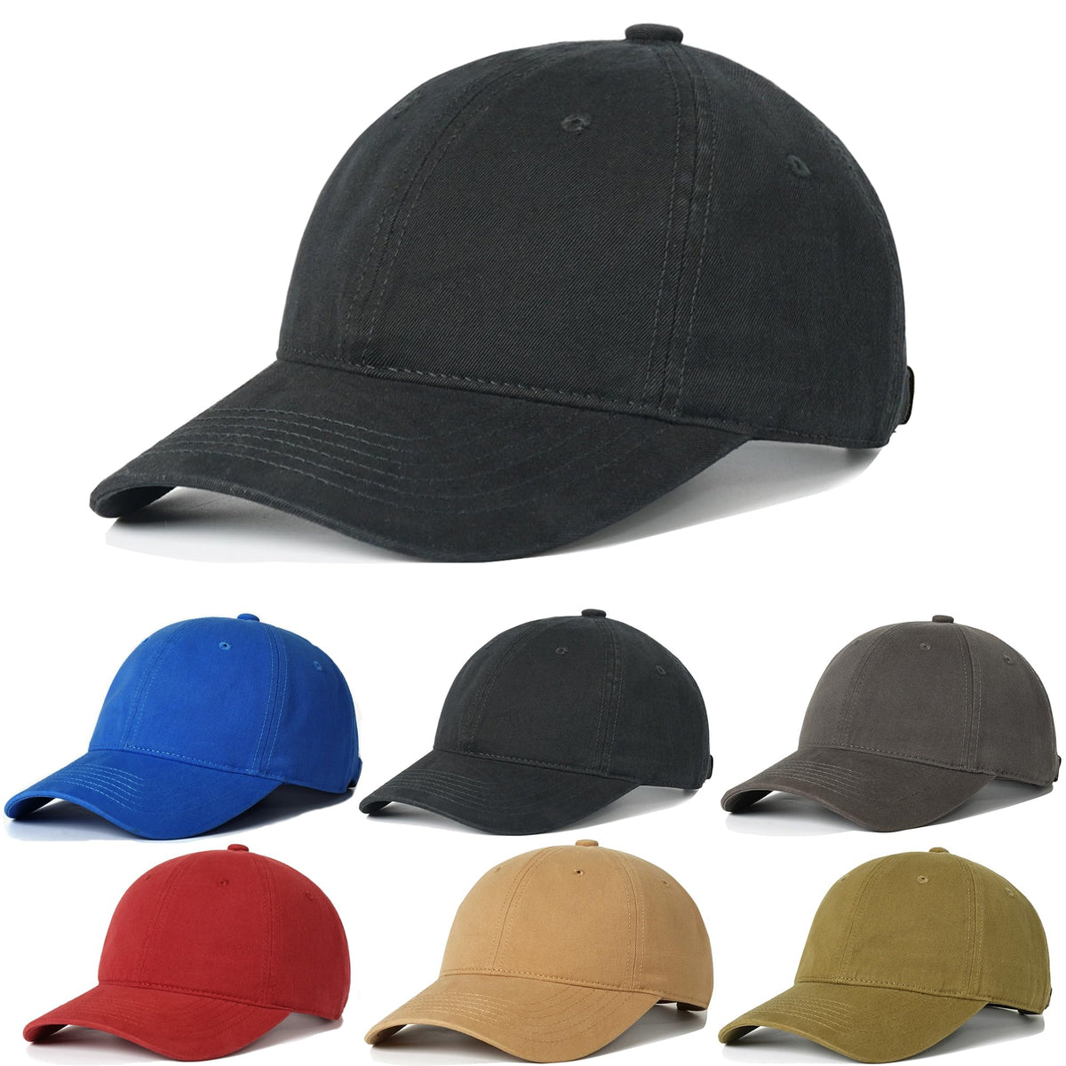 6-Pack Unisex Vintage Washed Cotton Baseball Dad Caps