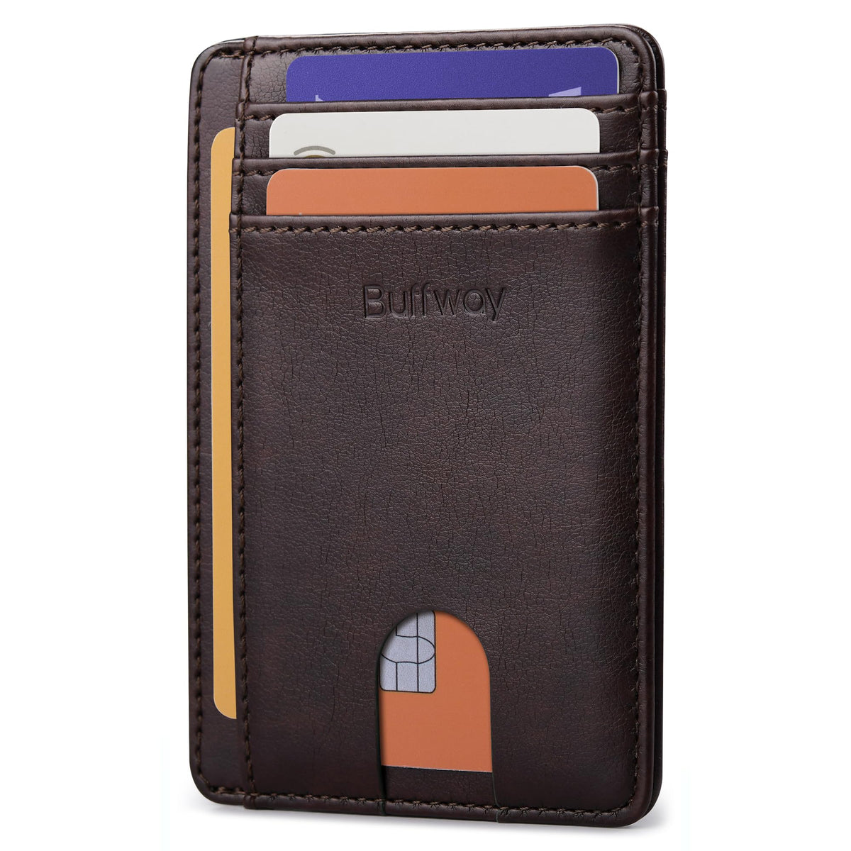 Buffway Slim Leather RFID Blocking Wallet for Men and Women