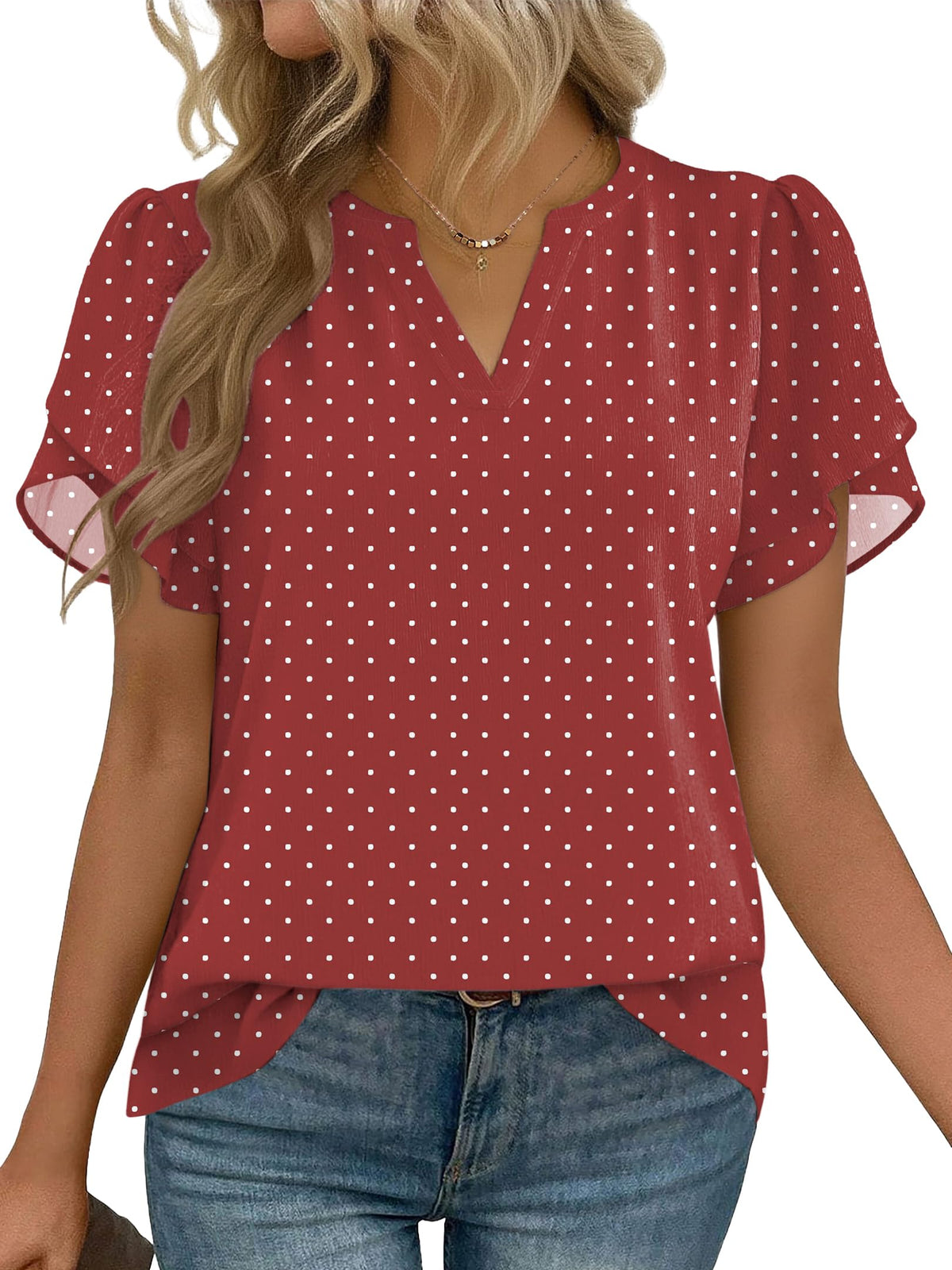 Zeagoo Women's V-Neck Short-Sleeve Chiffon Work Blouse