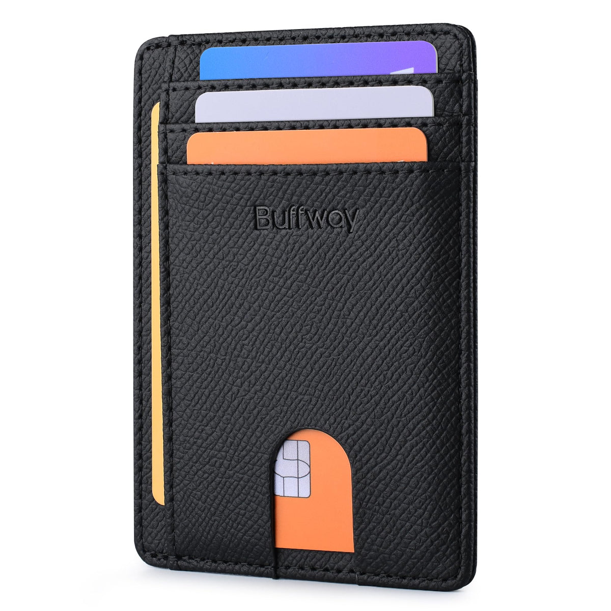 Buffway Slim Leather RFID Blocking Wallet for Men and Women