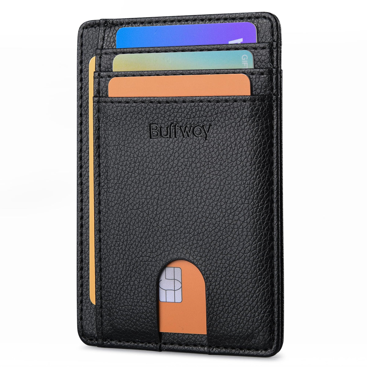 Buffway Slim Leather RFID Blocking Wallet for Men and Women