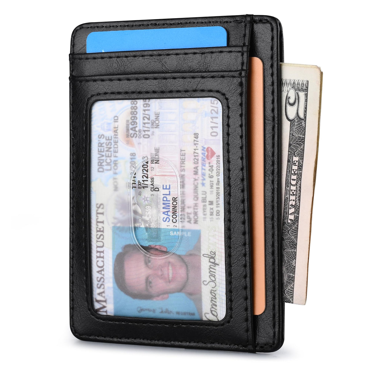 Buffway Slim Leather RFID Blocking Wallet for Men and Women
