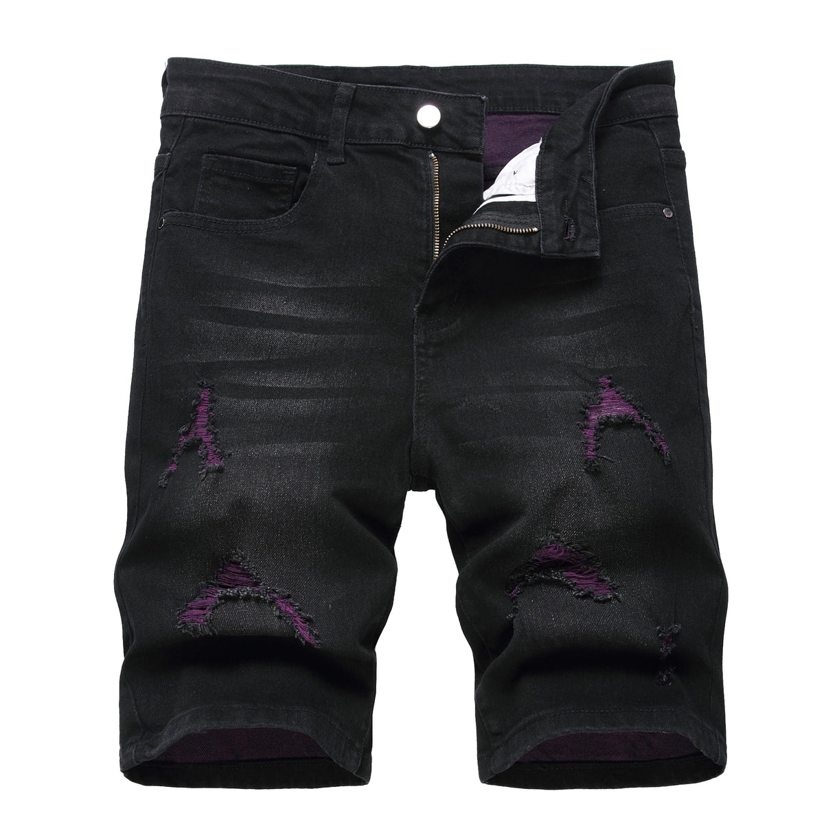 JUNBAOSS Men's Slim-Fit Ripped Stretch Denim Shorts