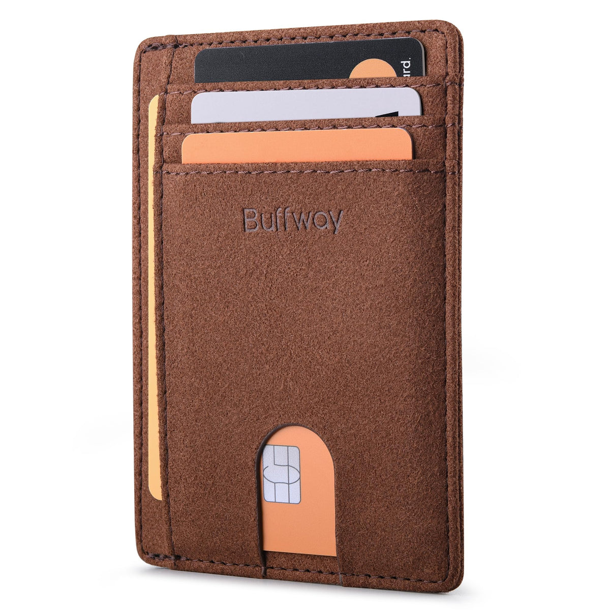 Buffway Slim Leather RFID Blocking Wallet for Men and Women