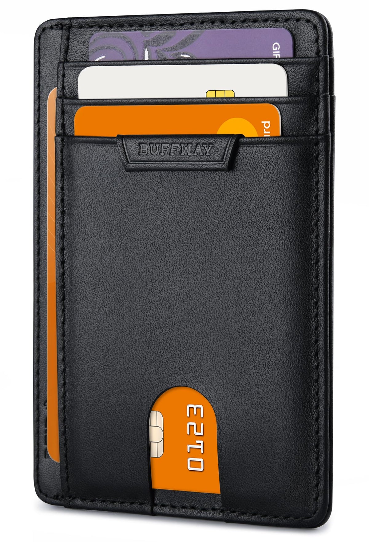 Buffway Slim Leather RFID Blocking Wallet for Men and Women