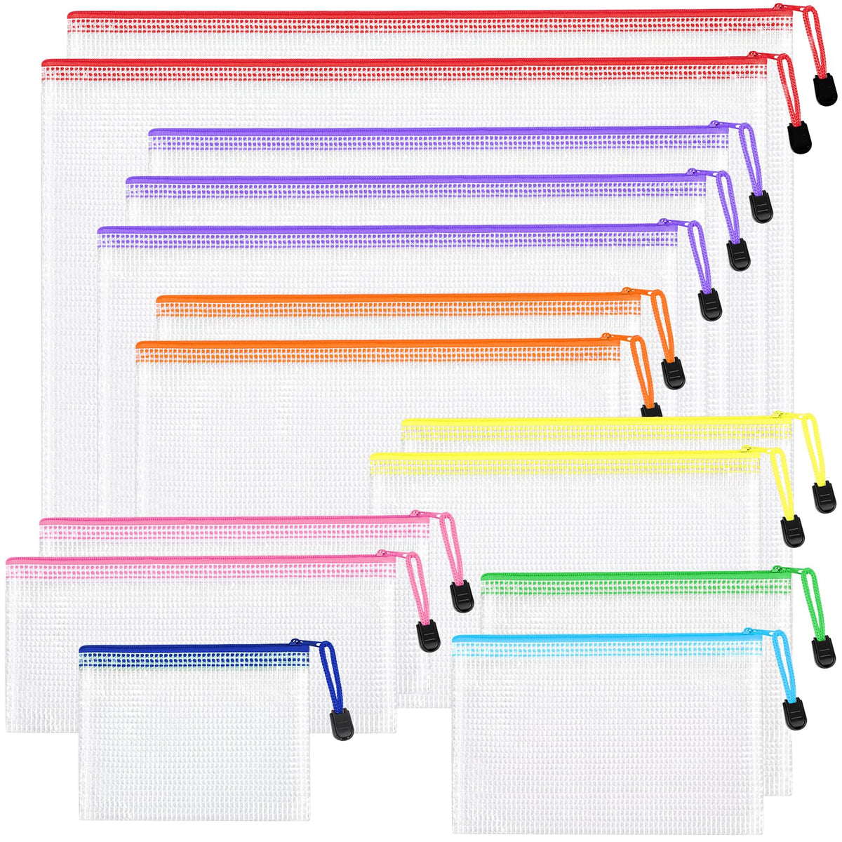 PAPEJOON 8-Size Waterproof Mesh Zipper Organizer Pouches