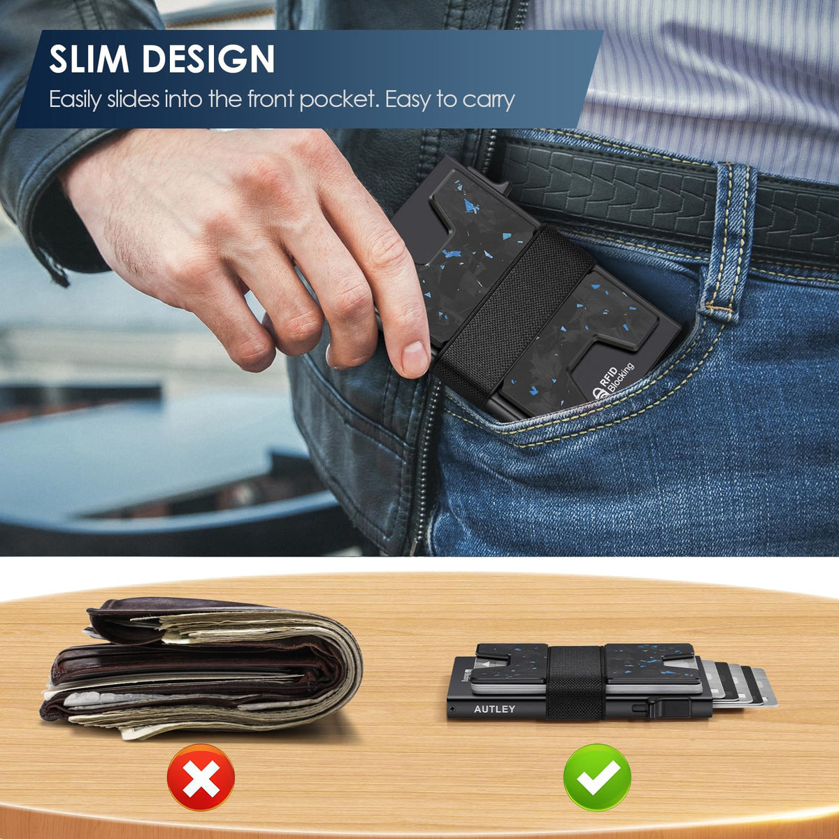 AUTLEY Slim Card Wallet for Men with Compact Everyday Design