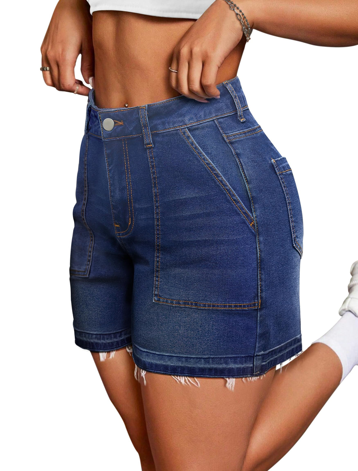 IWD Women's High-Waisted Ripped Denim Jean Shorts