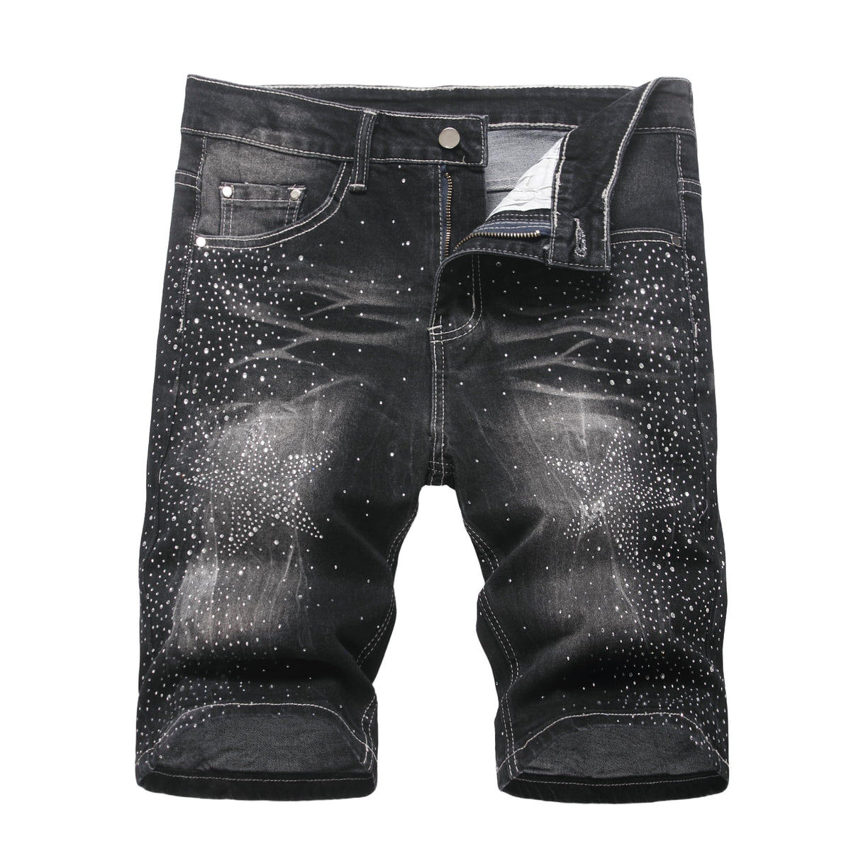JUNBAOSS Men's Slim-Fit Ripped Stretch Denim Shorts