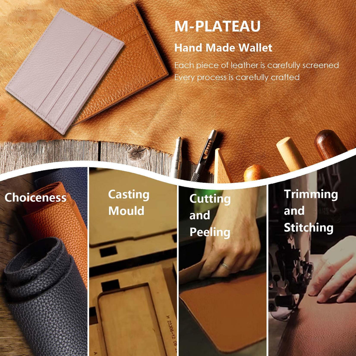 M-Plateau Genuine Leather Slim Card Wallet with 6 Slots